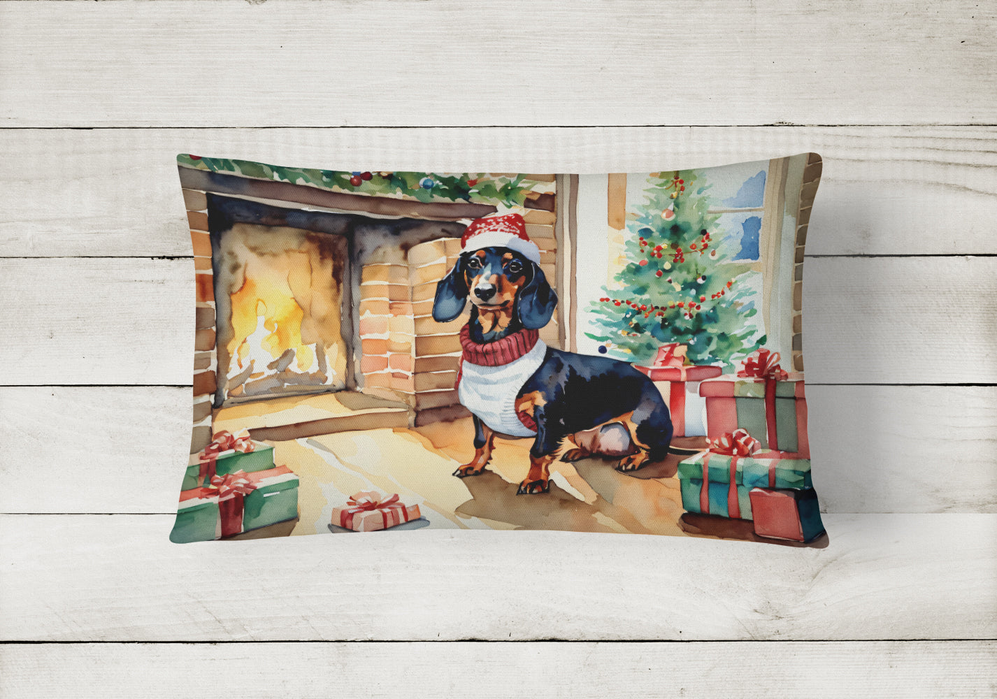 Dachshund Cozy Christmas Throw Pillow