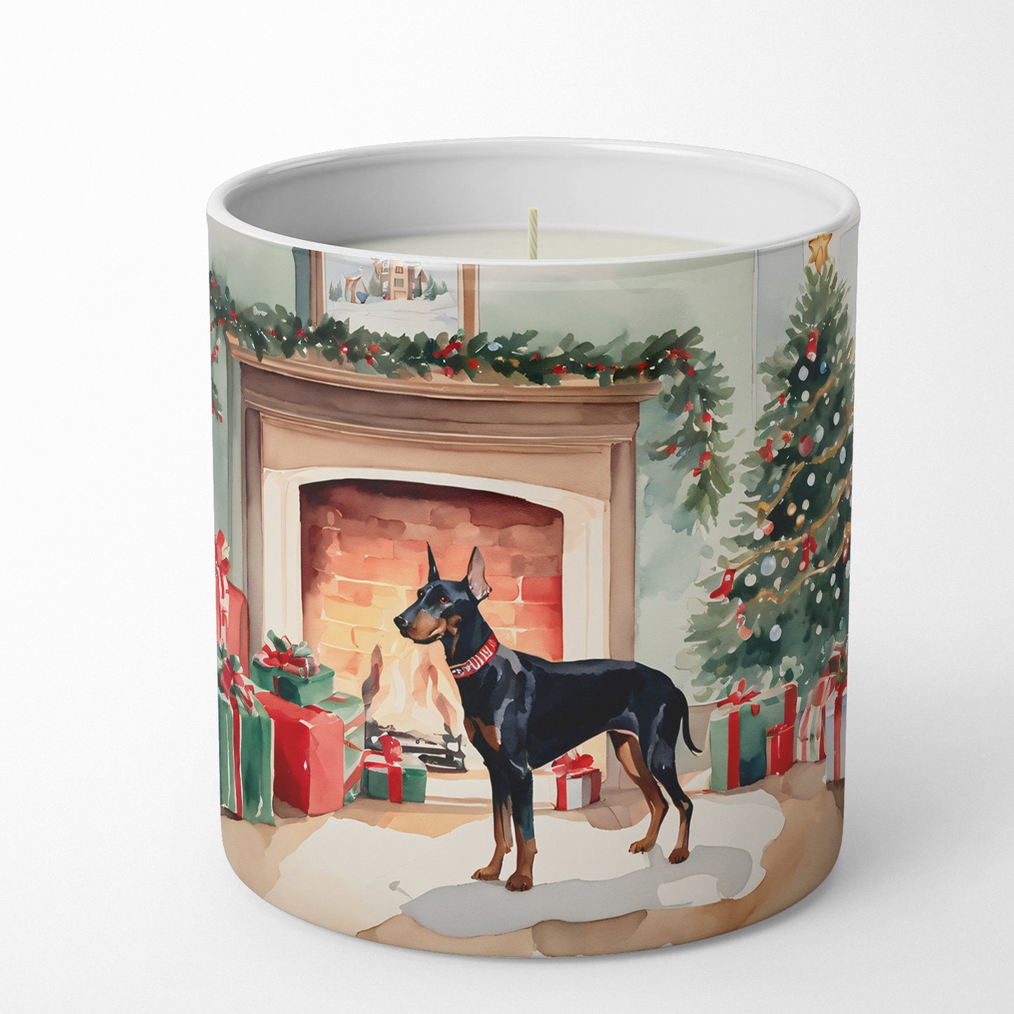 Doberman Pinscher Cozy Christmas Decorative Soy Candle