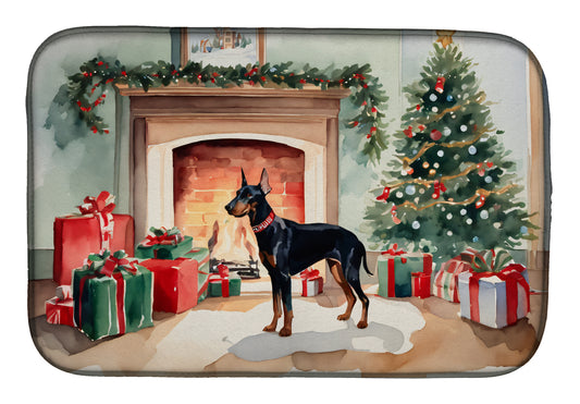 Buy this Doberman Pinscher Cozy Christmas Dish Drying Mat