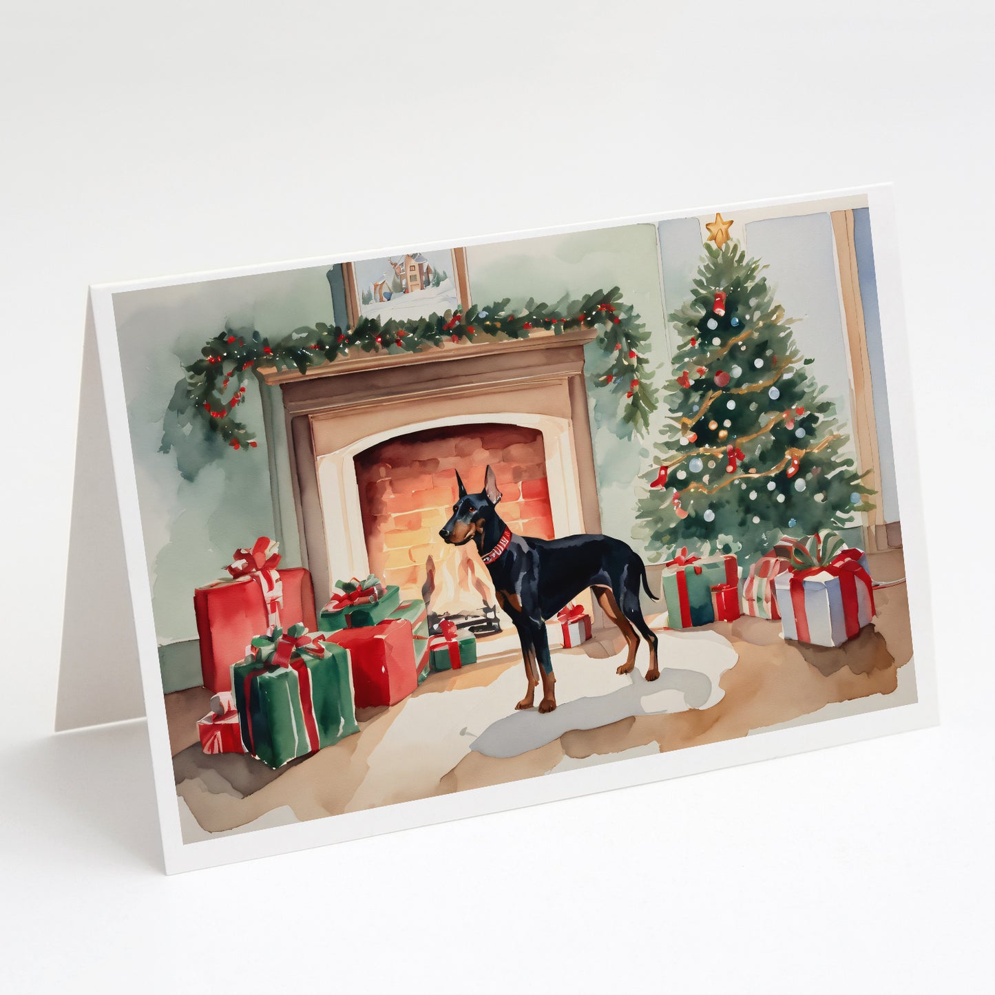 Buy this Doberman Pinscher Cozy Christmas Greeting Cards Pack of 8