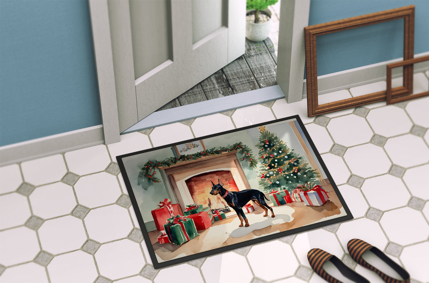 Doberman Pinscher Cozy Christmas Doormat