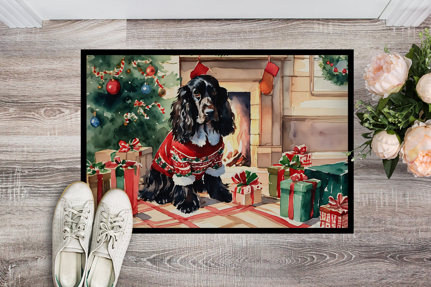 English Cocker Spaniel Cozy Christmas Doormat