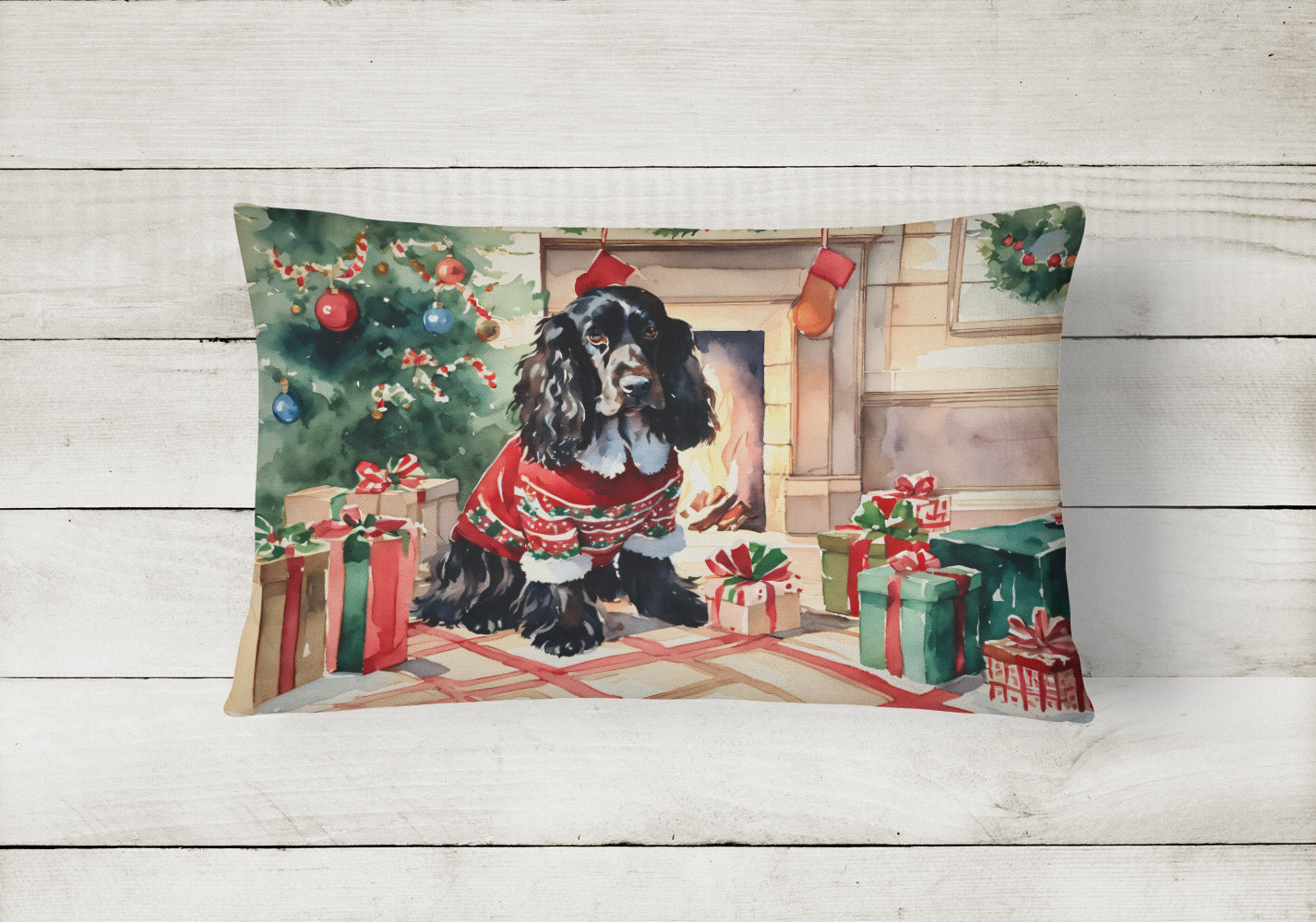 English Cocker Spaniel Cozy Christmas Throw Pillow