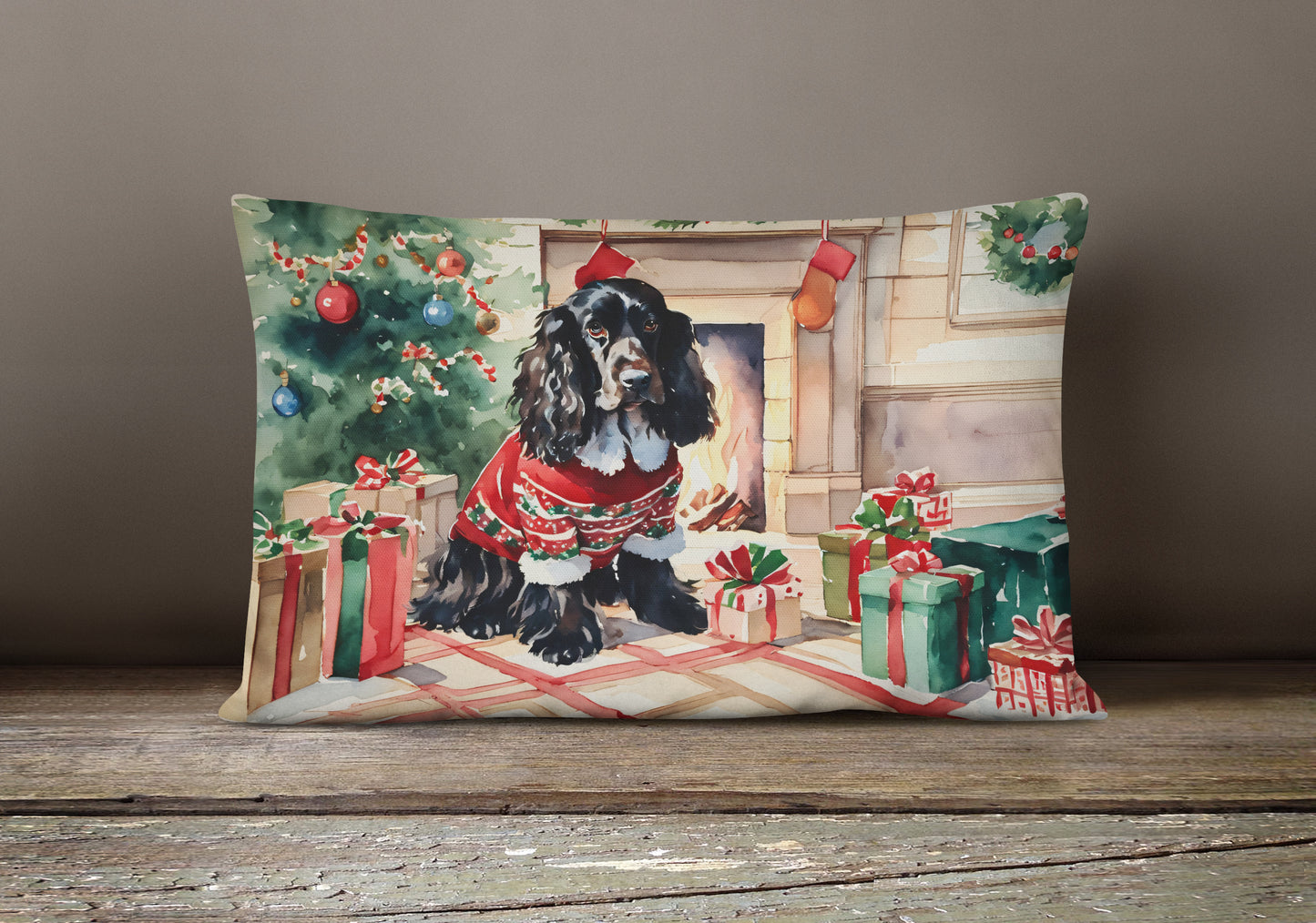 English Cocker Spaniel Cozy Christmas Throw Pillow