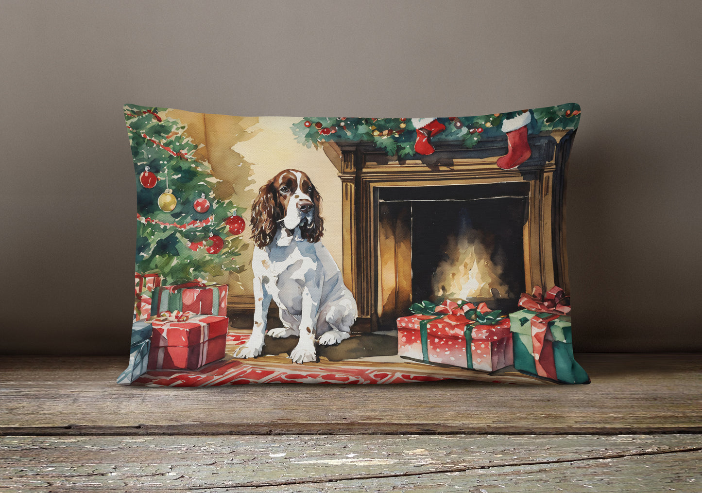 English Springer Spaniel Cozy Christmas Throw Pillow