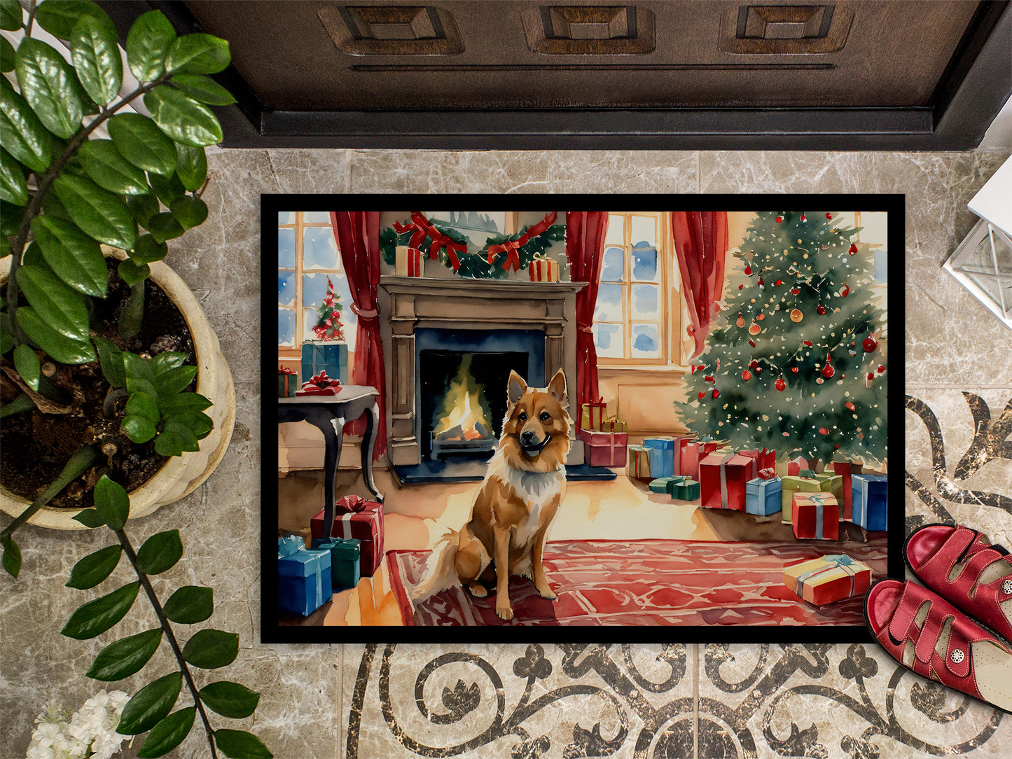 Finnish Spitz Cozy Christmas Doormat