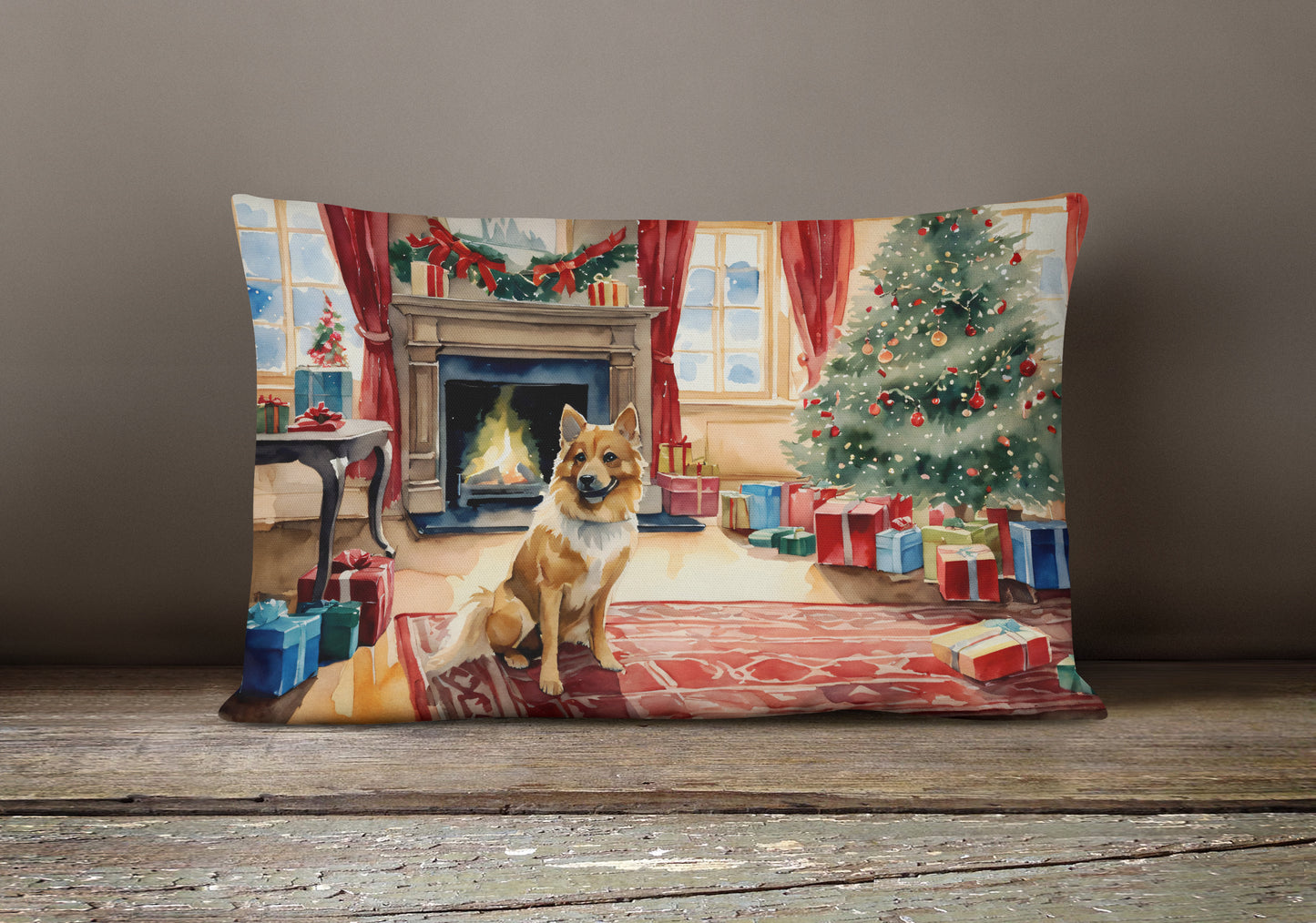 Finnish Spitz Cozy Christmas Throw Pillow