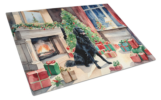 Buy this Flat-Coated Retriever Cozy Christmas Glass Cutting Board