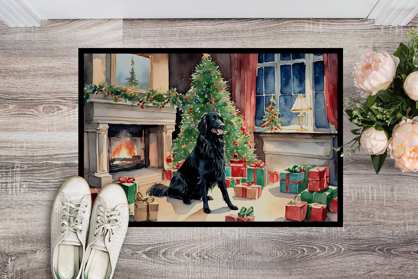 Flat-Coated Retriever Cozy Christmas Doormat