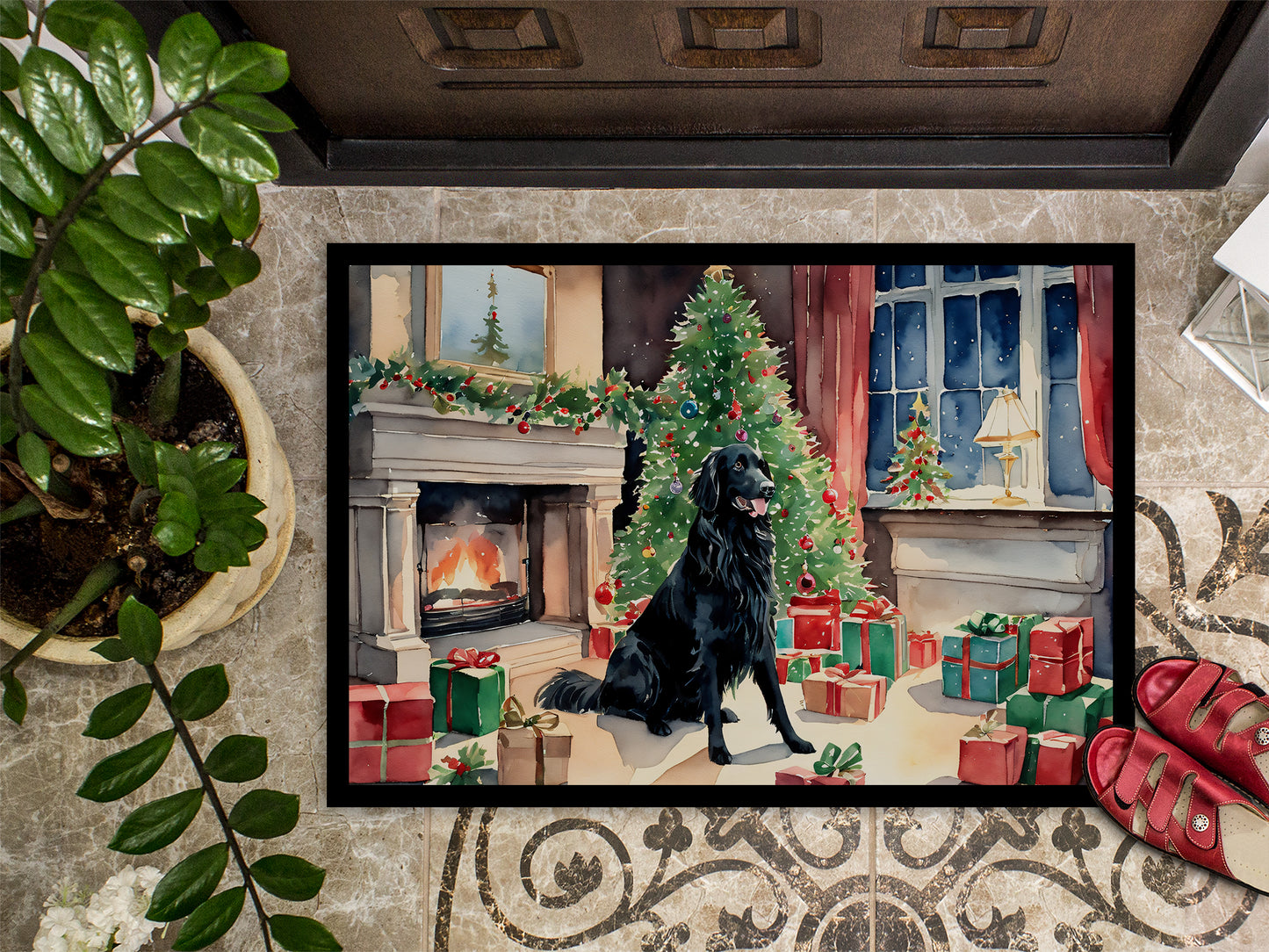 Flat-Coated Retriever Cozy Christmas Doormat