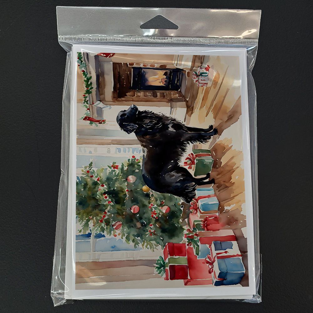 Flat-Coated Retriever Cozy Christmas Greeting Cards Pack of 8