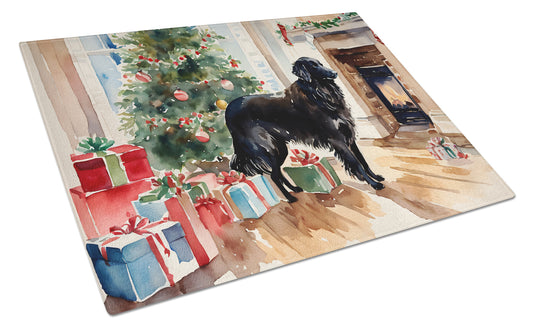 Buy this Flat-Coated Retriever Cozy Christmas Glass Cutting Board