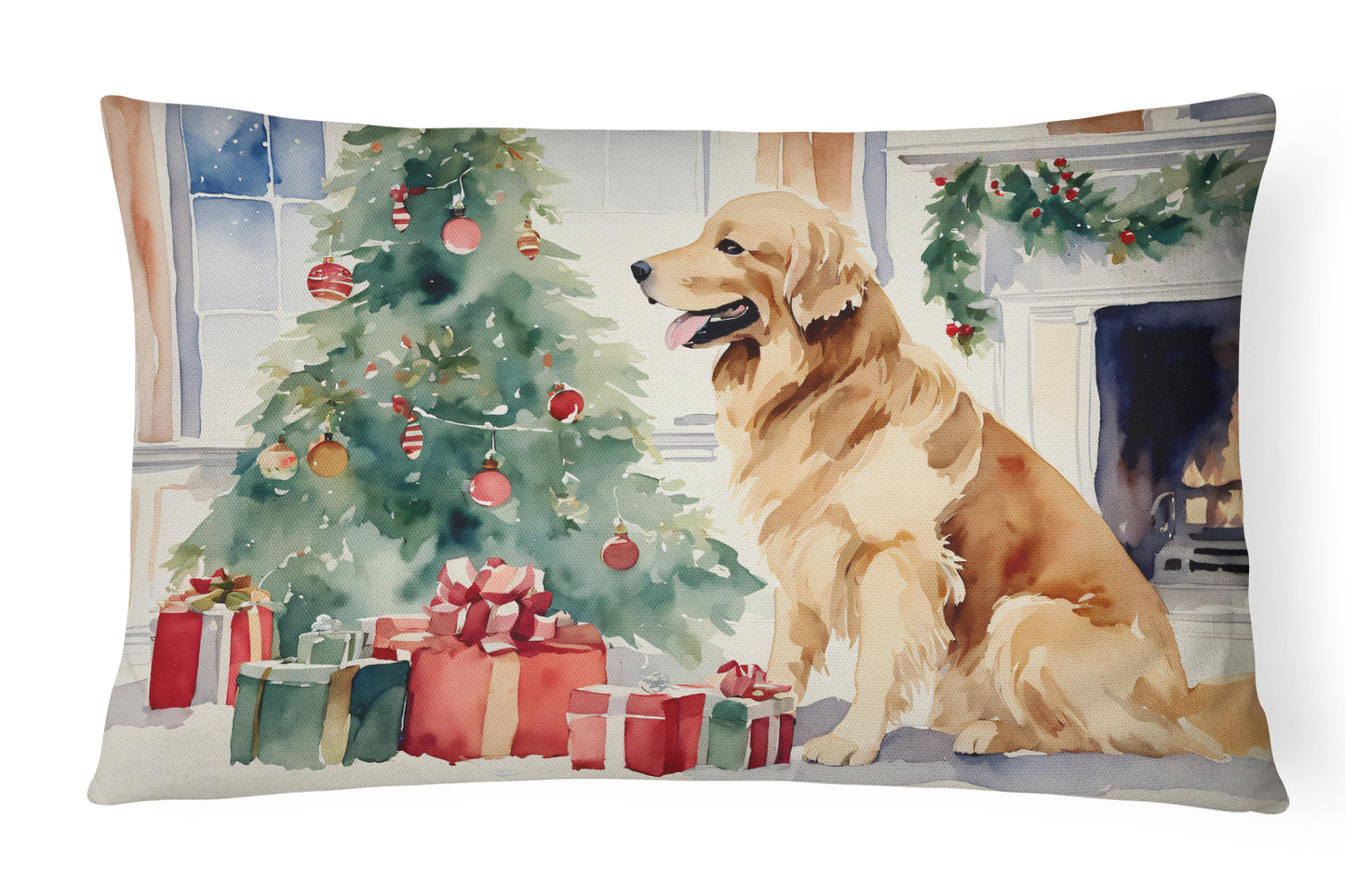 Buy this Golden Retriever Cozy Christmas Throw Pillow