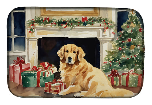 Buy this Golden Retriever Cozy Christmas Dish Drying Mat