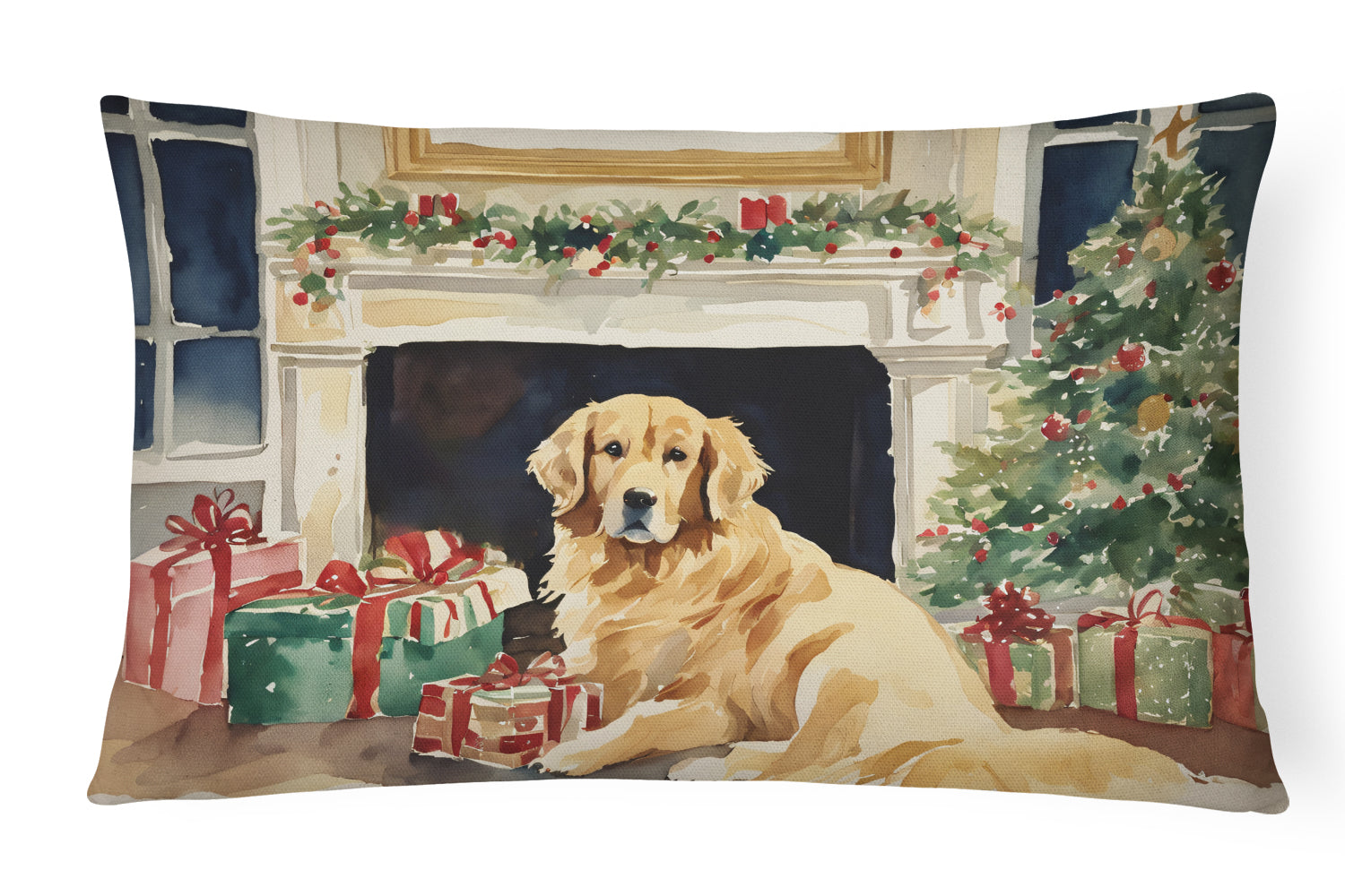 Buy this Golden Retriever Cozy Christmas Throw Pillow