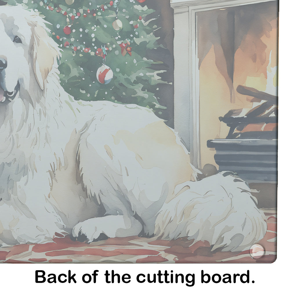 Great Pyrenees Cozy Christmas Glass Cutting Board