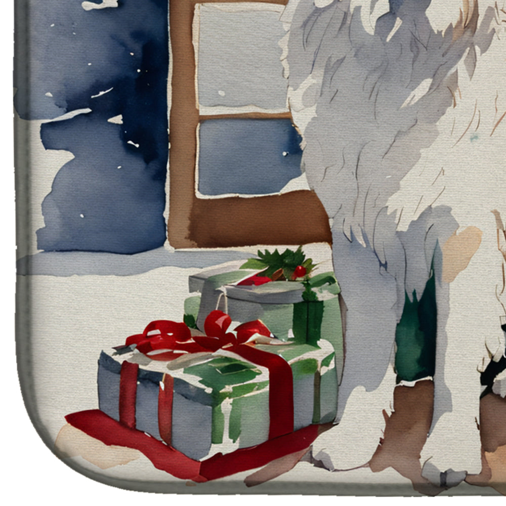 Great Pyrenees Cozy Christmas Dish Drying Mat