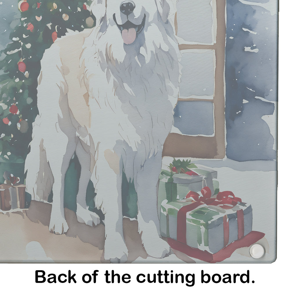 Great Pyrenees Cozy Christmas Glass Cutting Board