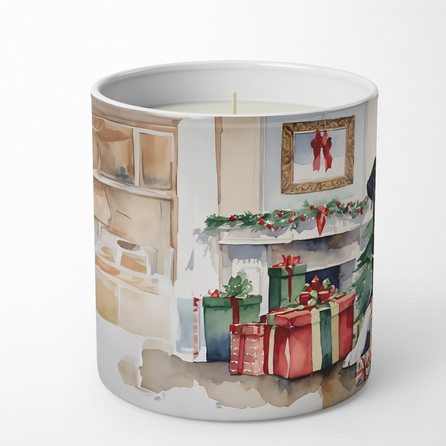 Buy this Greater Swiss Mountain Dog Cozy Christmas Decorative Soy Candle