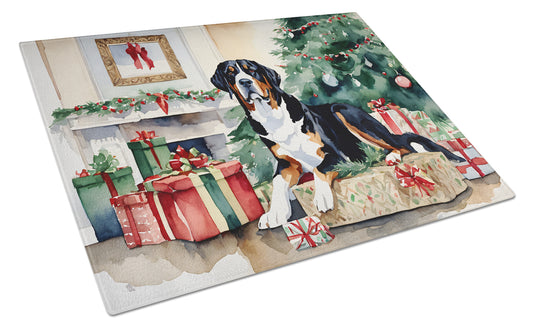 Buy this Greater Swiss Mountain Dog Cozy Christmas Glass Cutting Board