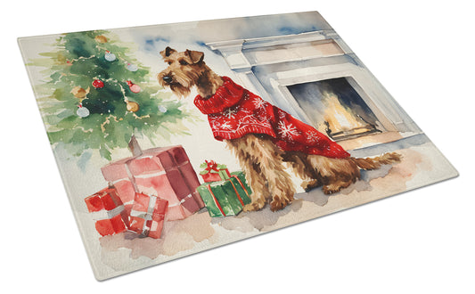 Buy this Irish Terrier Cozy Christmas Glass Cutting Board