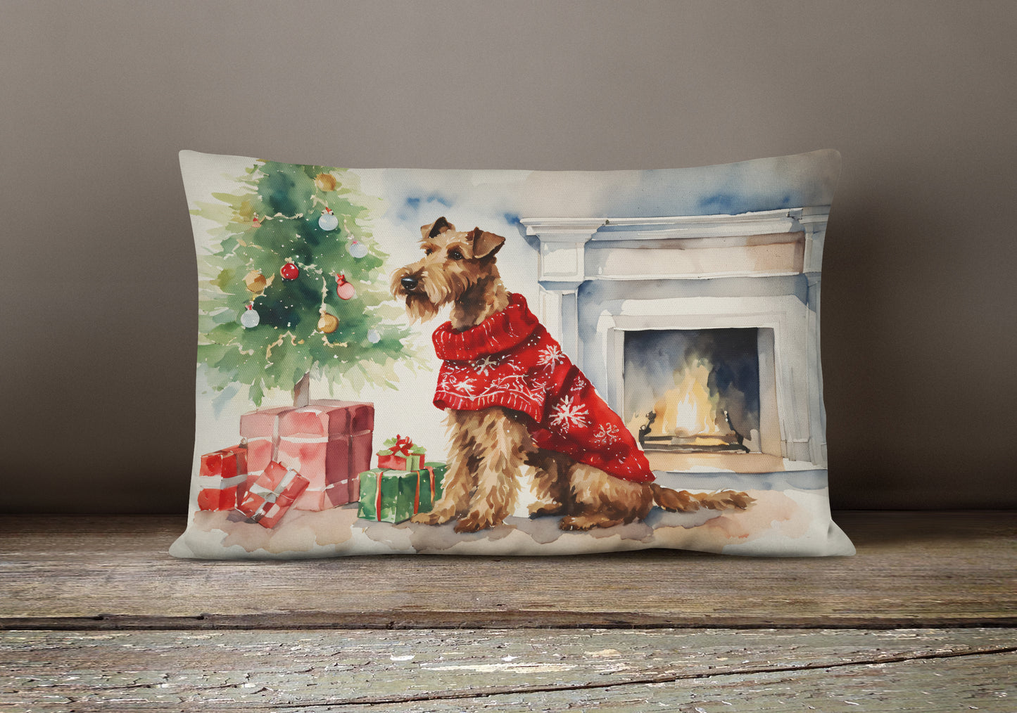 Irish Terrier Cozy Christmas Throw Pillow