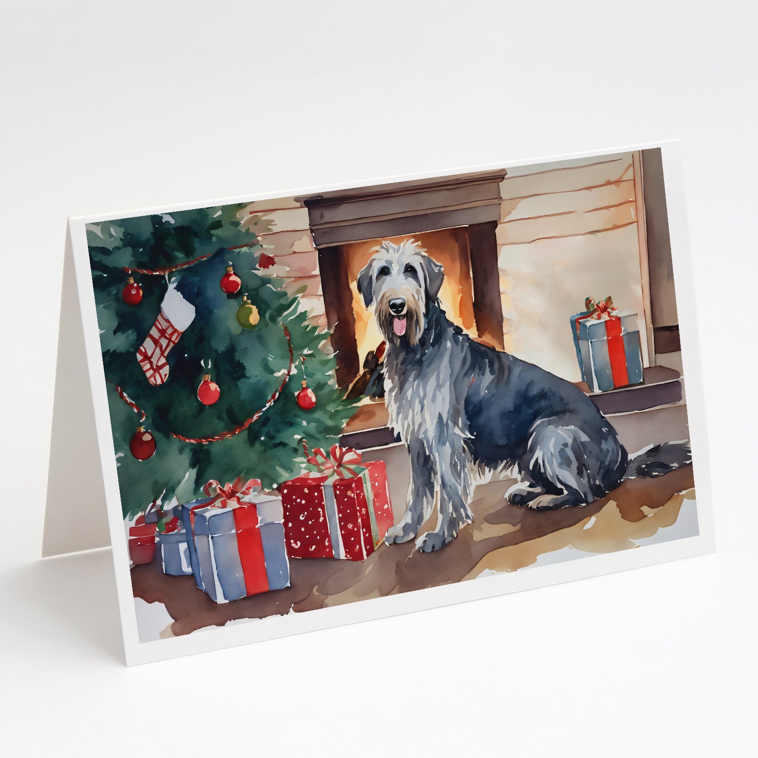 Buy this Irish Wolfhound Cozy Christmas Greeting Cards Pack of 8