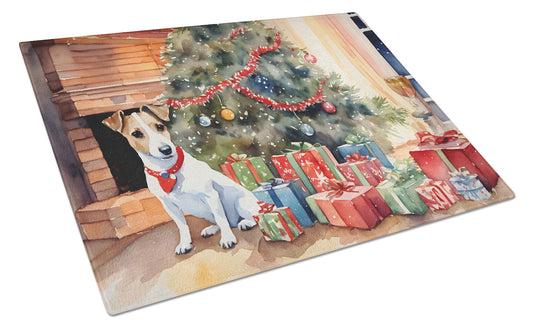 Buy this Jack Russell Terrier Cozy Christmas Glass Cutting Board