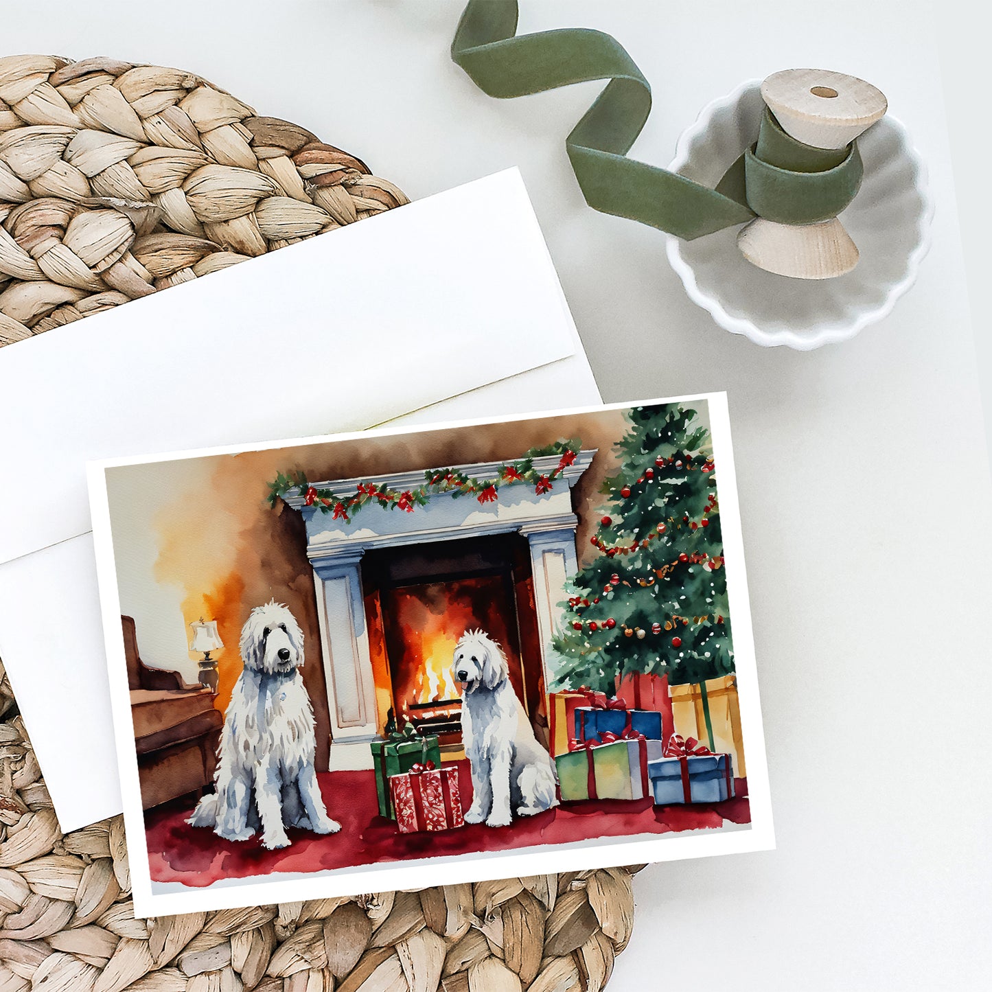 Komondor Cozy Christmas Greeting Cards Pack of 8