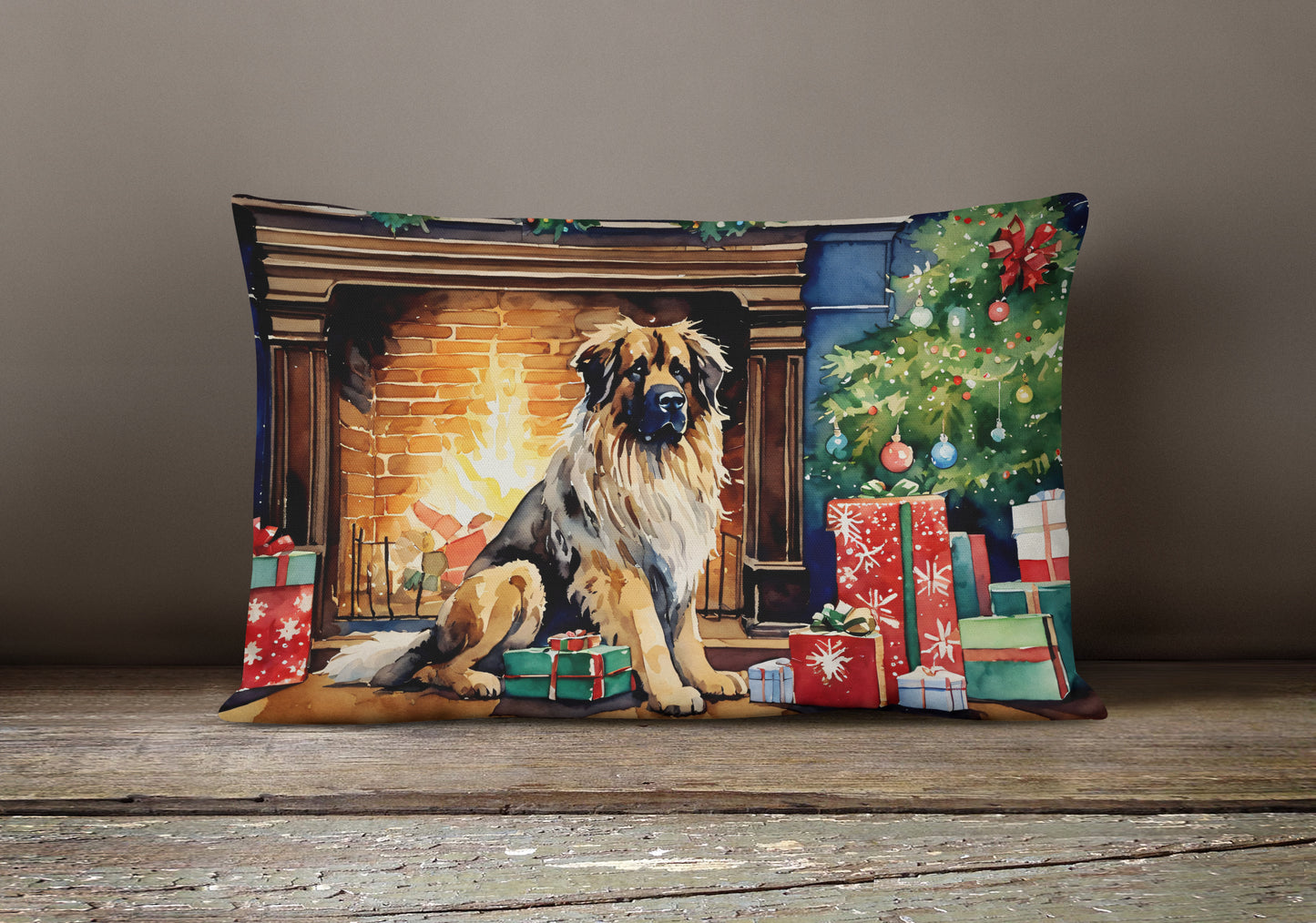 Leonberger Cozy Christmas Throw Pillow