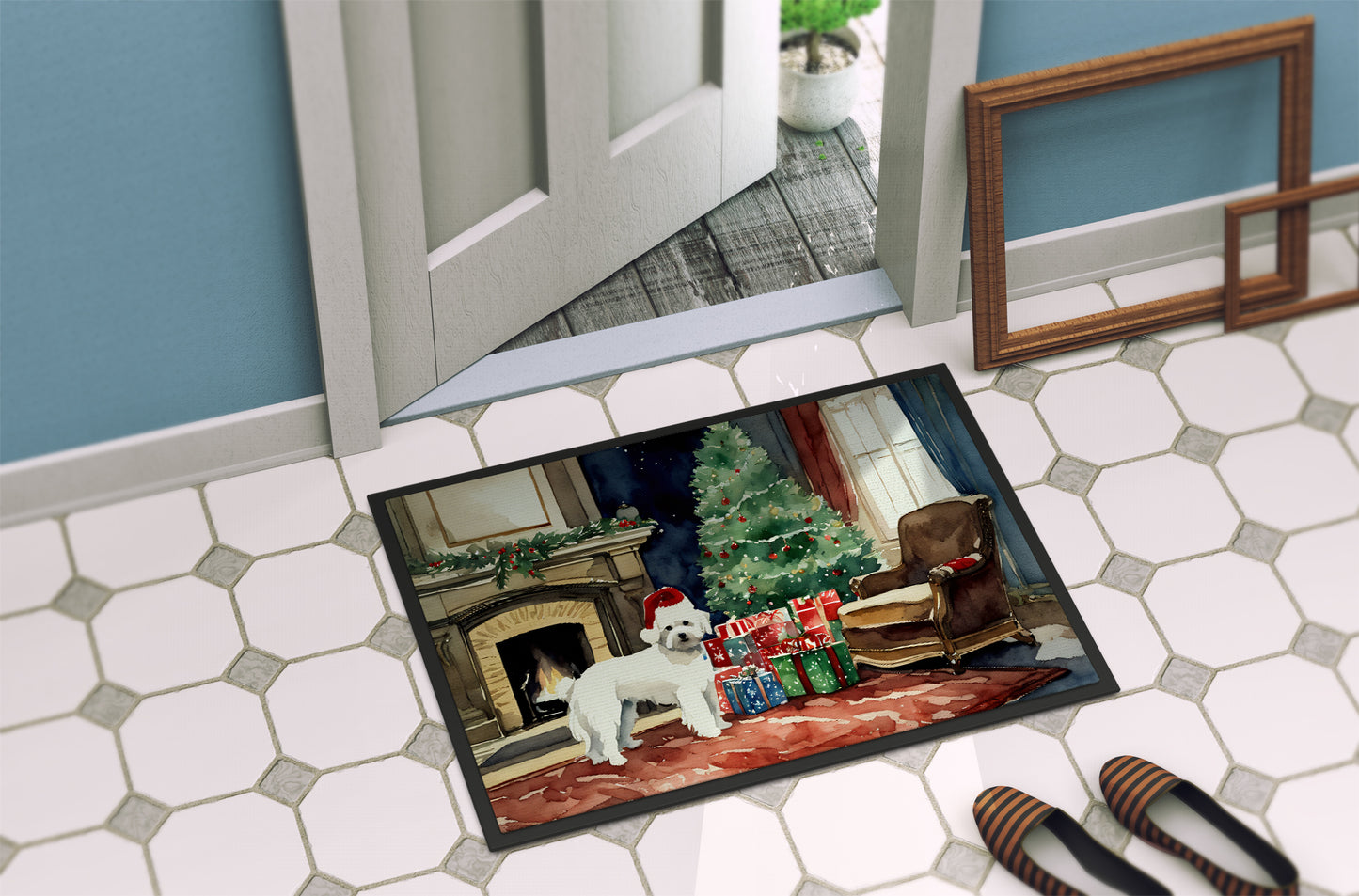 Maltese Cozy Christmas Doormat