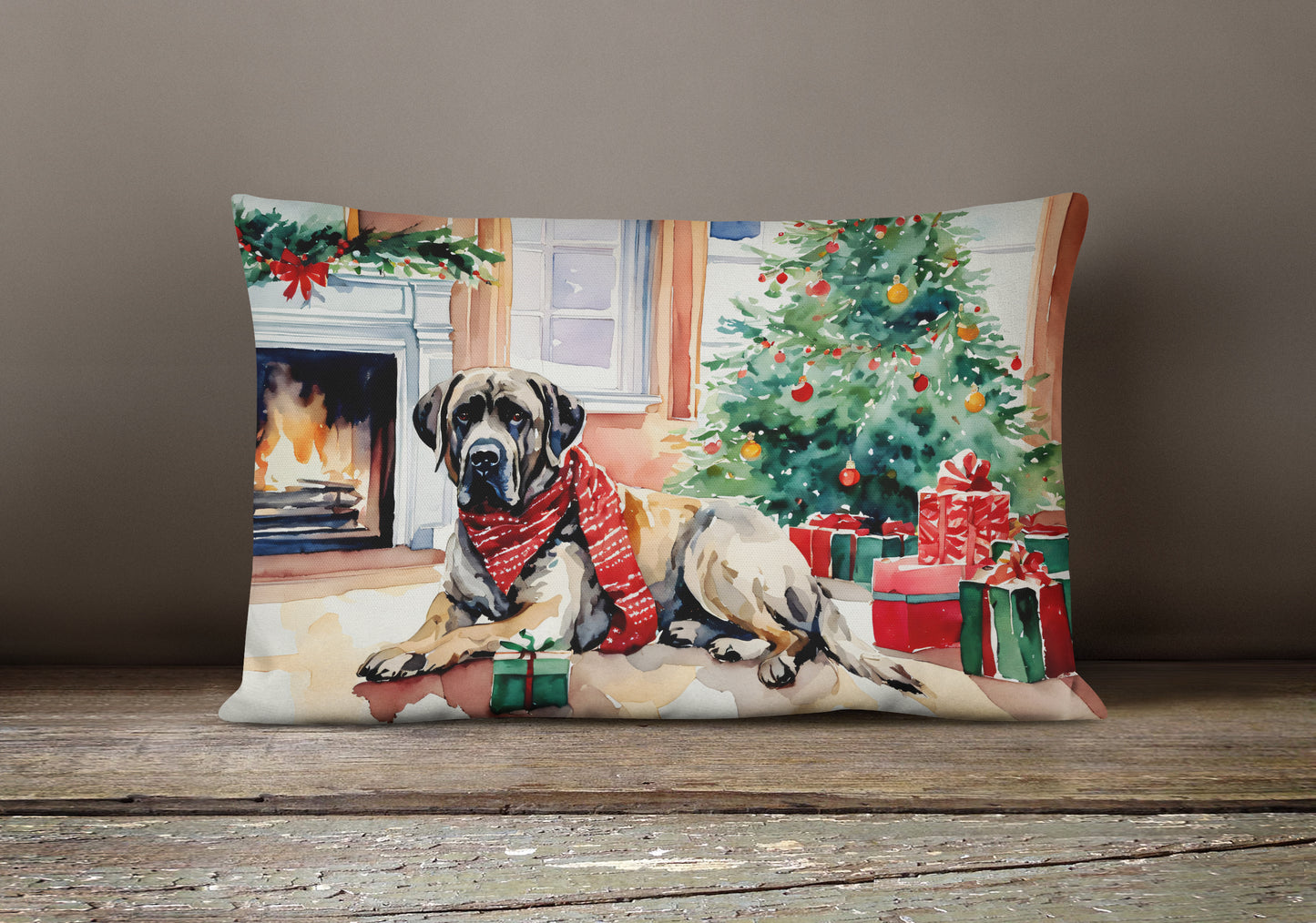 Mastiff Cozy Christmas Throw Pillow
