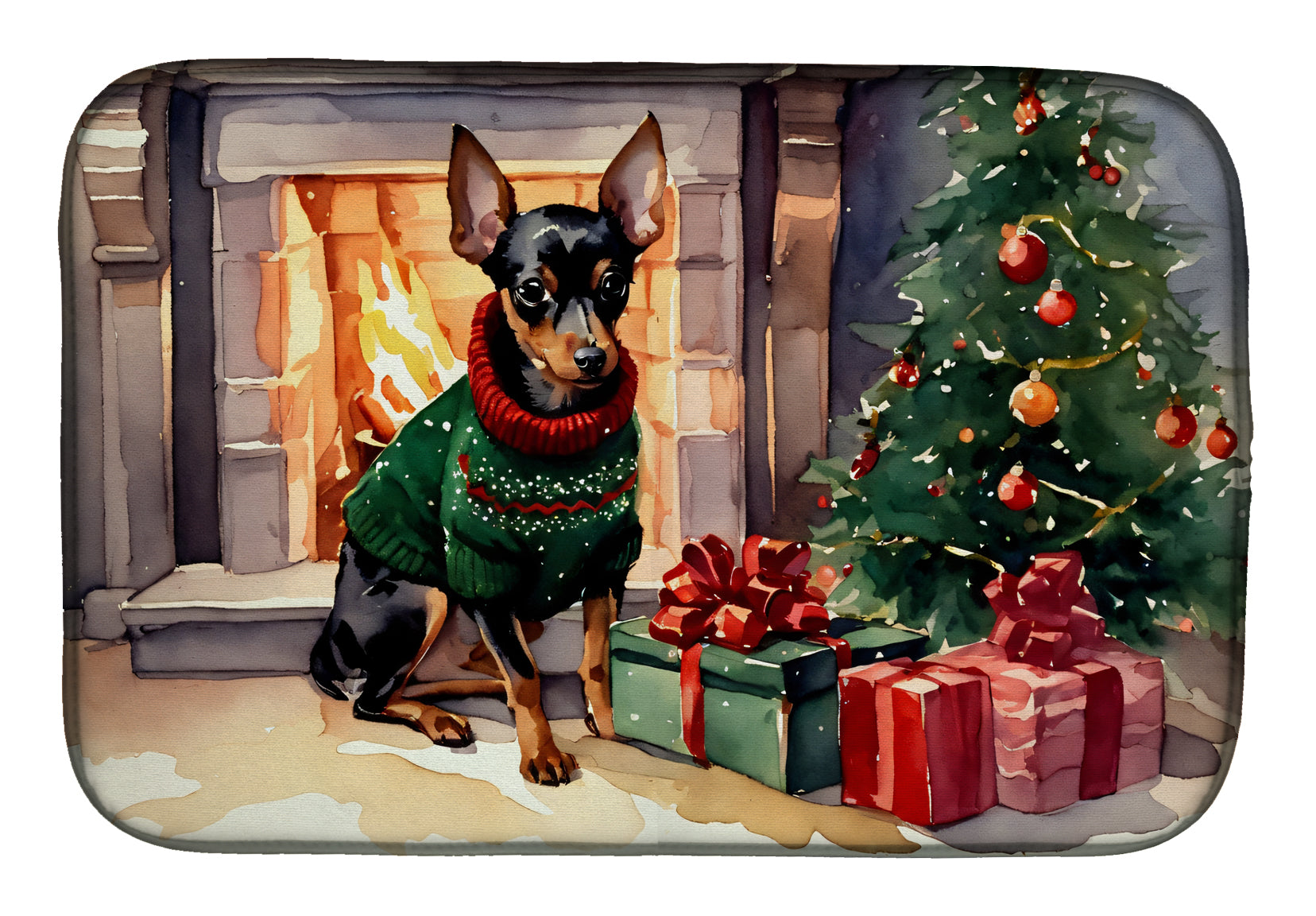 Buy this Miniature Pinscher Cozy Christmas Dish Drying Mat