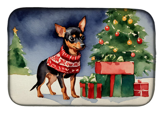 Buy this Miniature Pinscher Cozy Christmas Dish Drying Mat