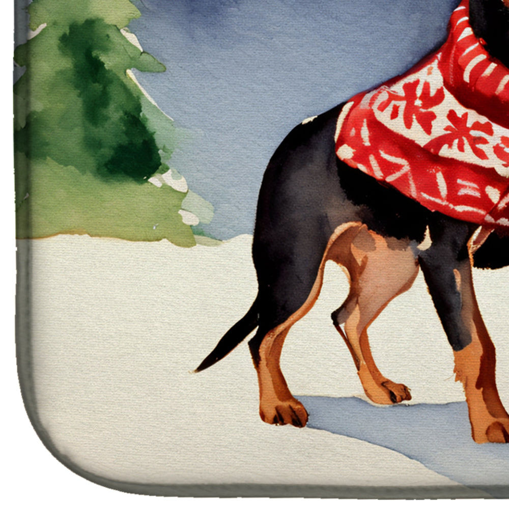 Miniature Pinscher Cozy Christmas Dish Drying Mat