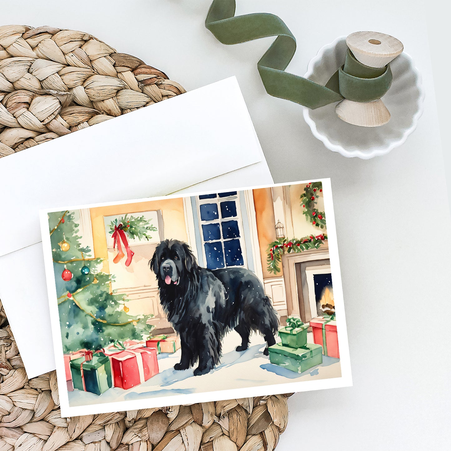 Newfoundland Cozy Christmas Greeting Cards Pack of 8