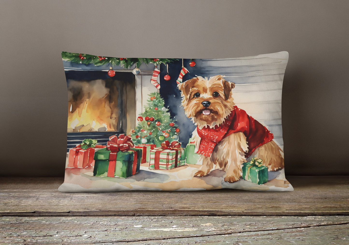 Norfolk Terrier Cozy Christmas Throw Pillow