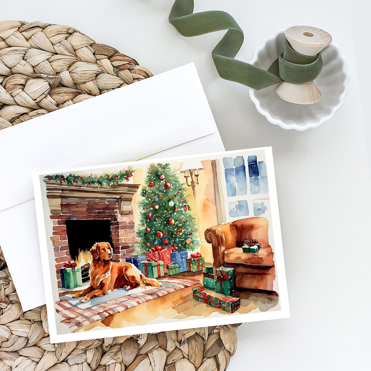 Nova Scotia Duck Tolling Retriever Cozy Christmas Greeting Cards Pack of 8