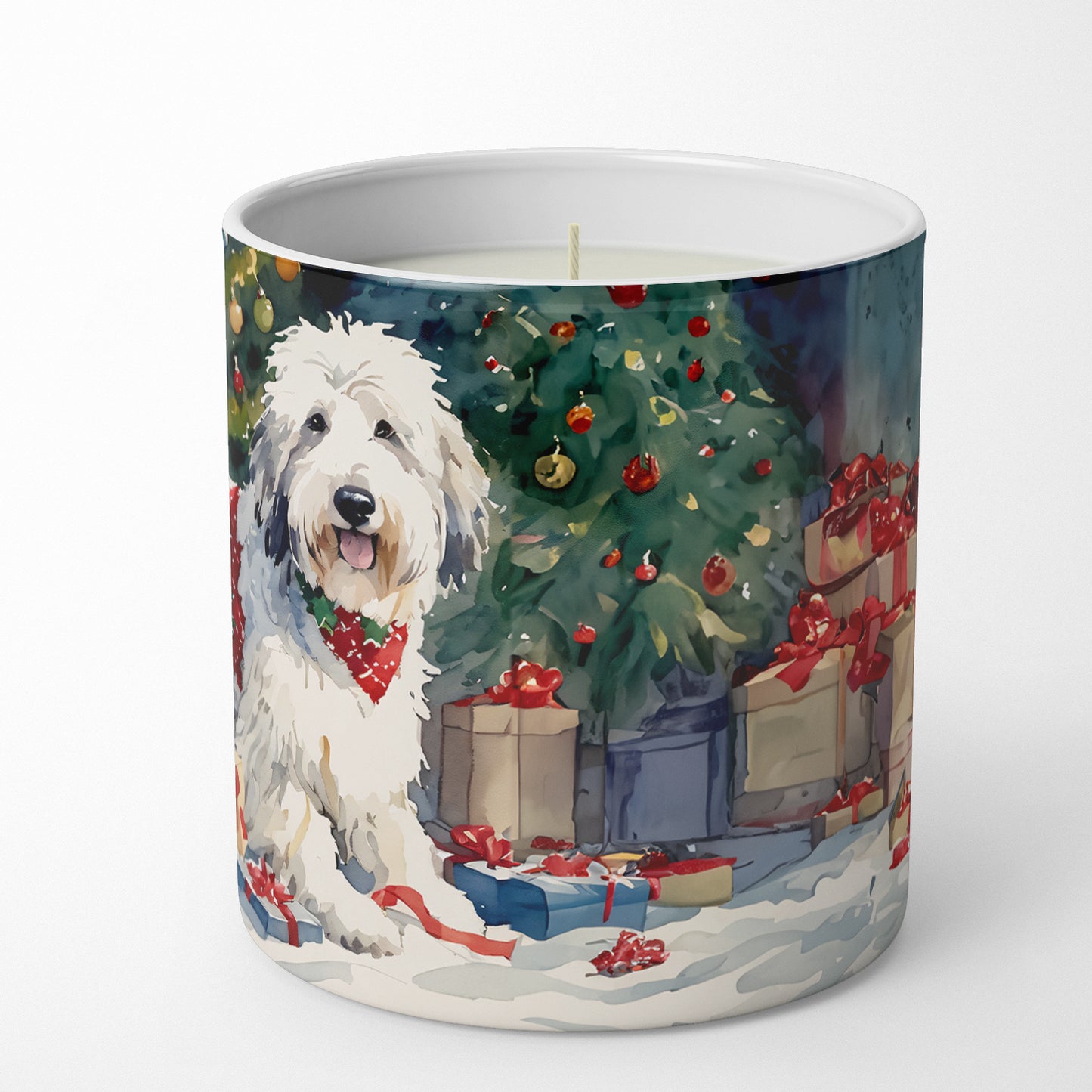 Old English Sheepdog Cozy Christmas Decorative Soy Candle