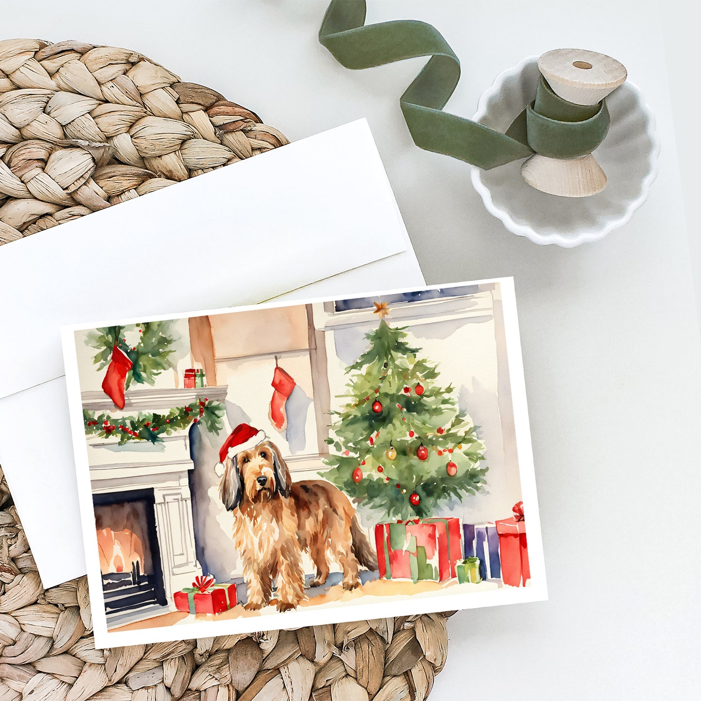 Otterhound Cozy Christmas Greeting Cards Pack of 8