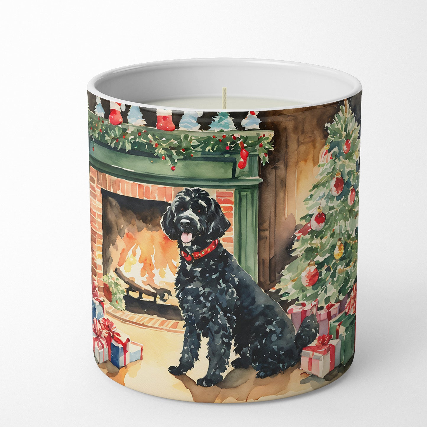 Portuguese Water Dog Cozy Christmas Decorative Soy Candle