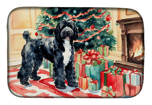 Buy this Portuguese Water Dog Cozy Christmas Dish Drying Mat