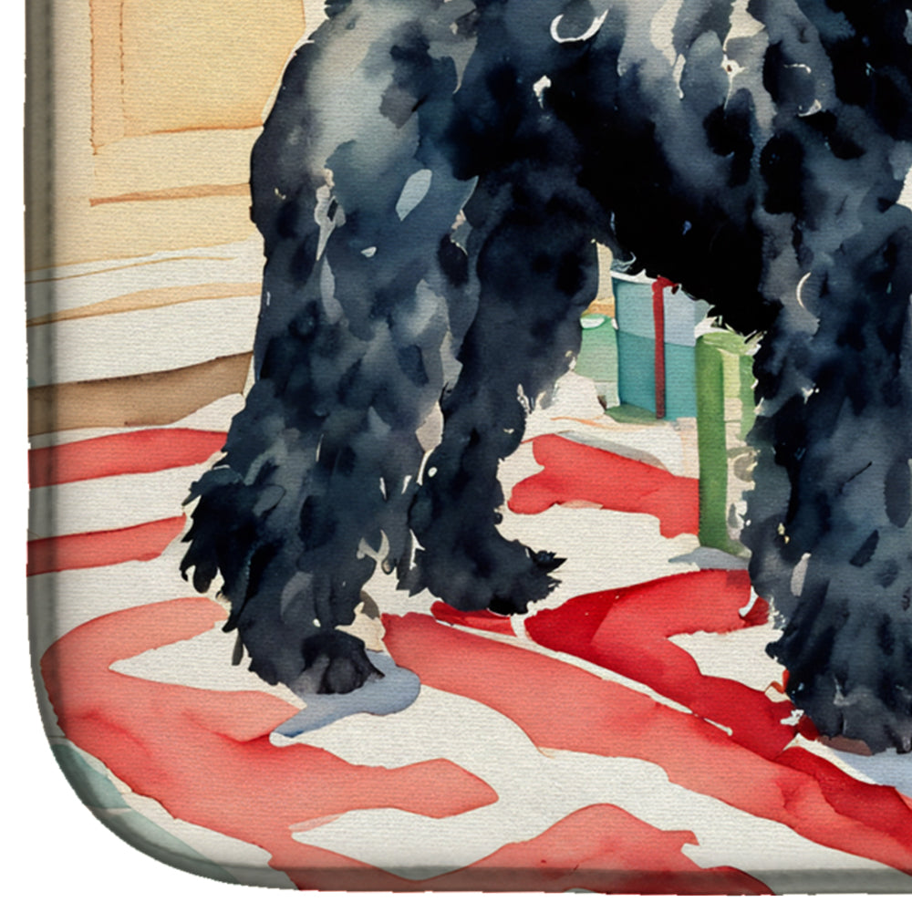 Portuguese Water Dog Cozy Christmas Dish Drying Mat