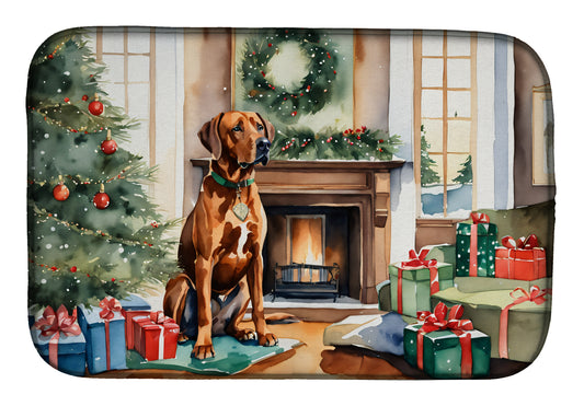 Buy this Rhodesian Ridgeback Cozy Christmas Dish Drying Mat