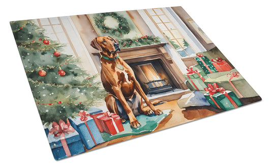 Buy this Rhodesian Ridgeback Cozy Christmas Glass Cutting Board