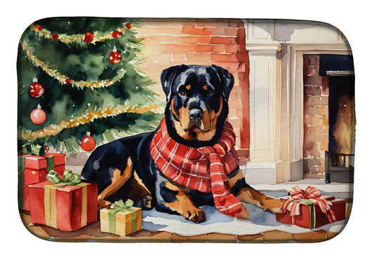 Buy this Rottweiler Cozy Christmas Dish Drying Mat