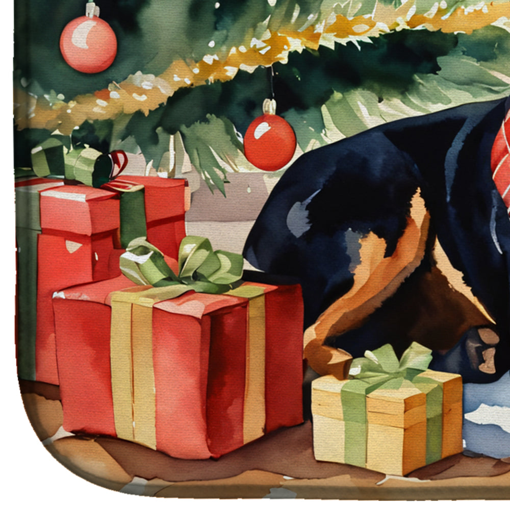 Rottweiler Cozy Christmas Dish Drying Mat