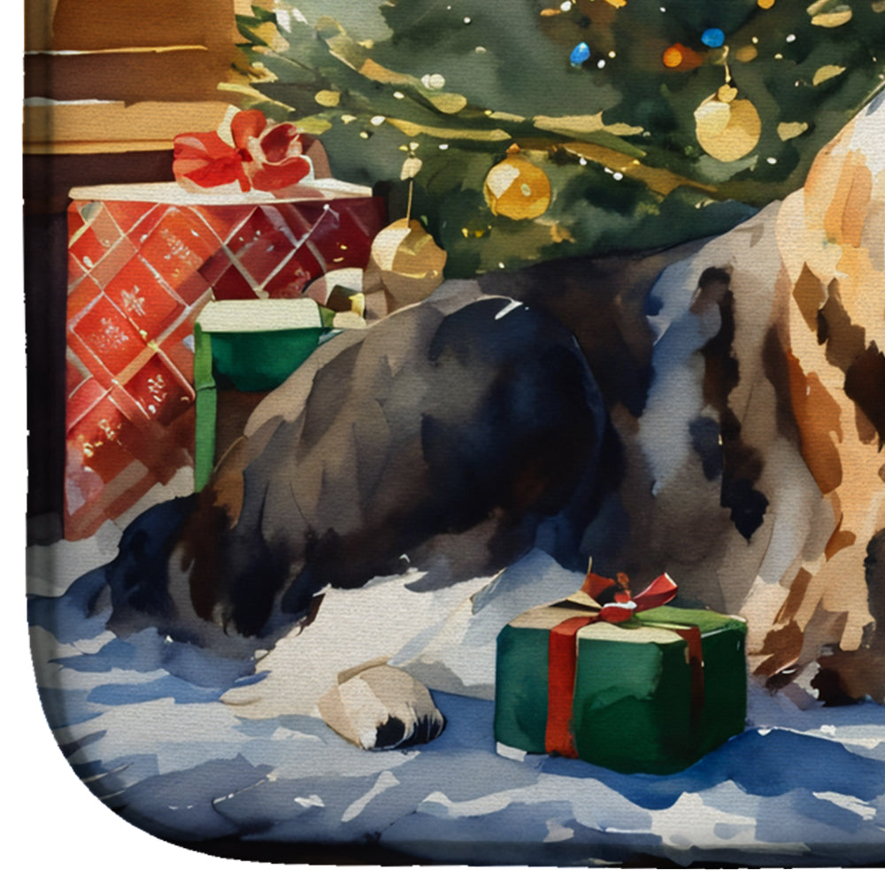 Saint Bernard Cozy Christmas Dish Drying Mat