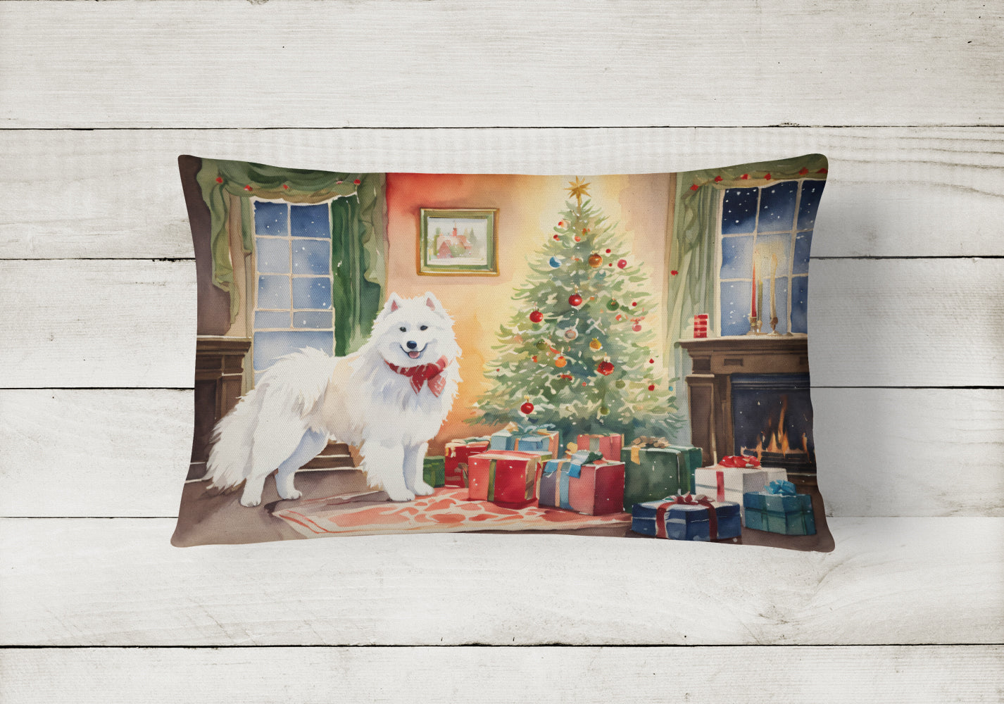 Samoyed Cozy Christmas Throw Pillow