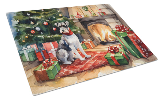 Buy this Schnauzer Cozy Christmas Glass Cutting Board